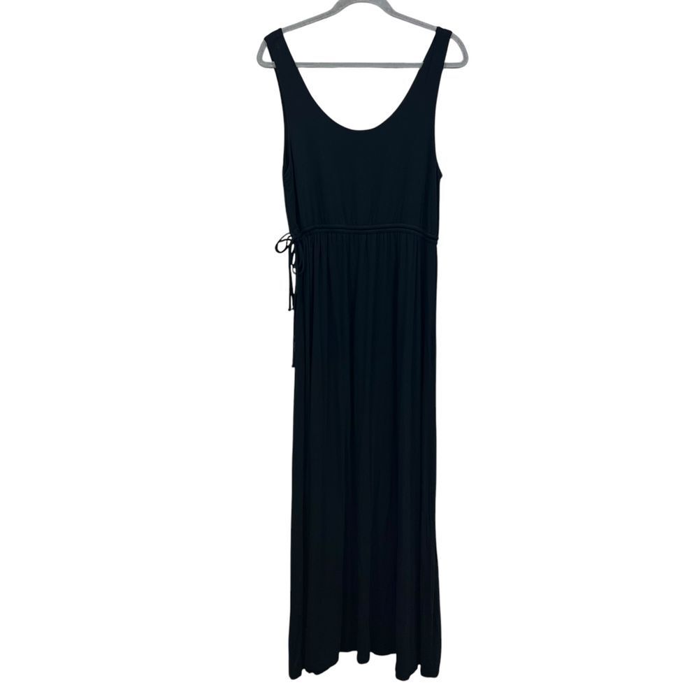 Nicole Miller New York Womens Maxi Dress Sleeveless Tie Empire Waist Black Sz M*